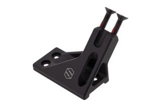 Aimpoint Micro offset mount constructed from aluminum with hardcoat anodized black finish.